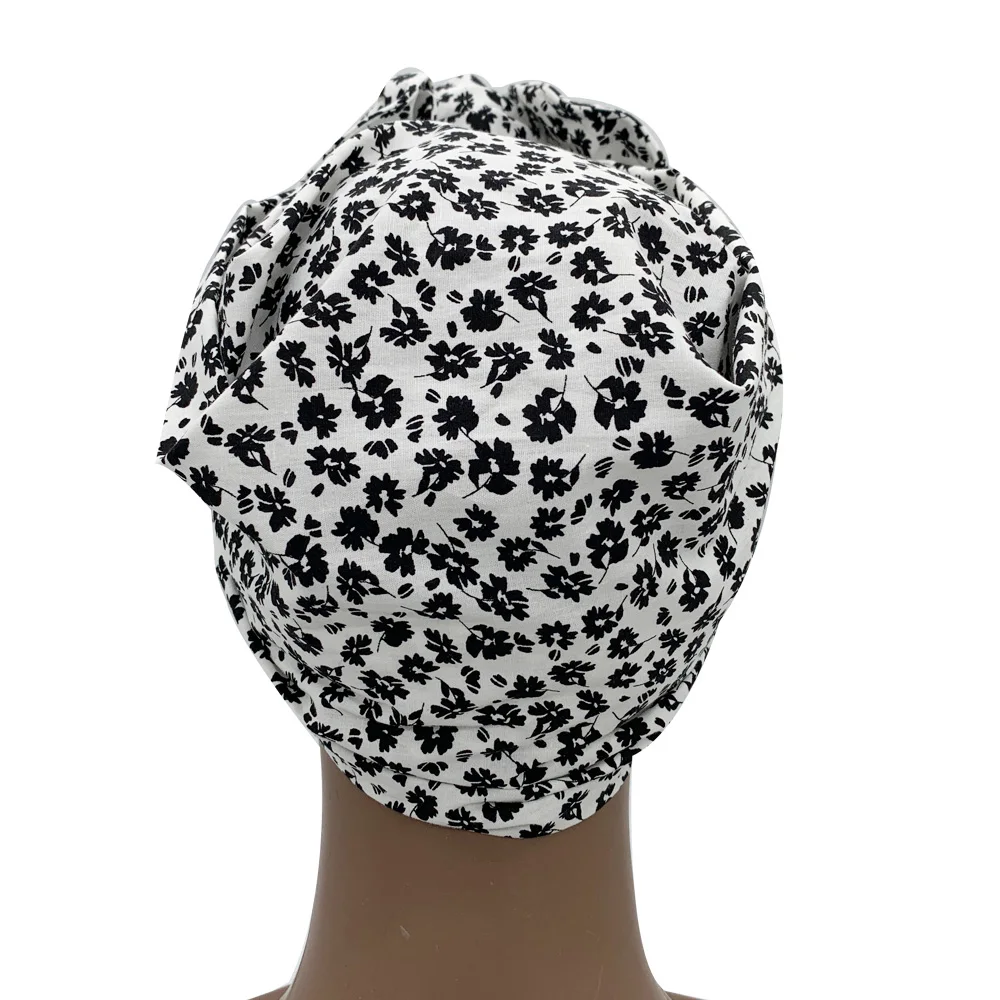 2023 Leopard Printed Women's Turban Cap Cotton Lady Twisted Head Wraps French Retro Female Bonnet Hat Female Hair Cover Beanies