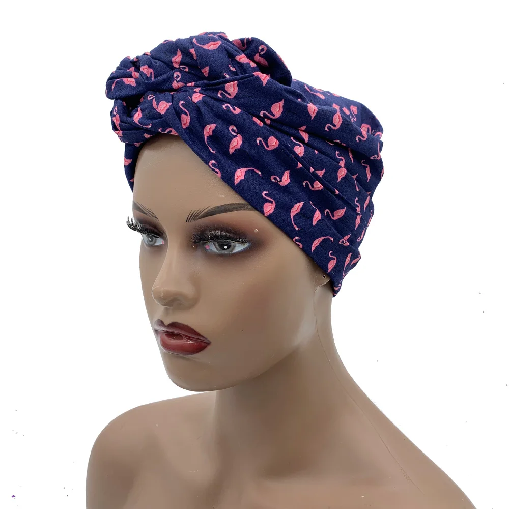 2023 Leopard Printed Women's Turban Cap Cotton Lady Twisted Head Wraps French Retro Female Bonnet Hat Female Hair Cover Beanies