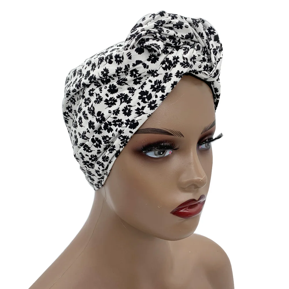 2023 Leopard Printed Women's Turban Cap Cotton Lady Twisted Head Wraps French Retro Female Bonnet Hat Female Hair Cover Beanies