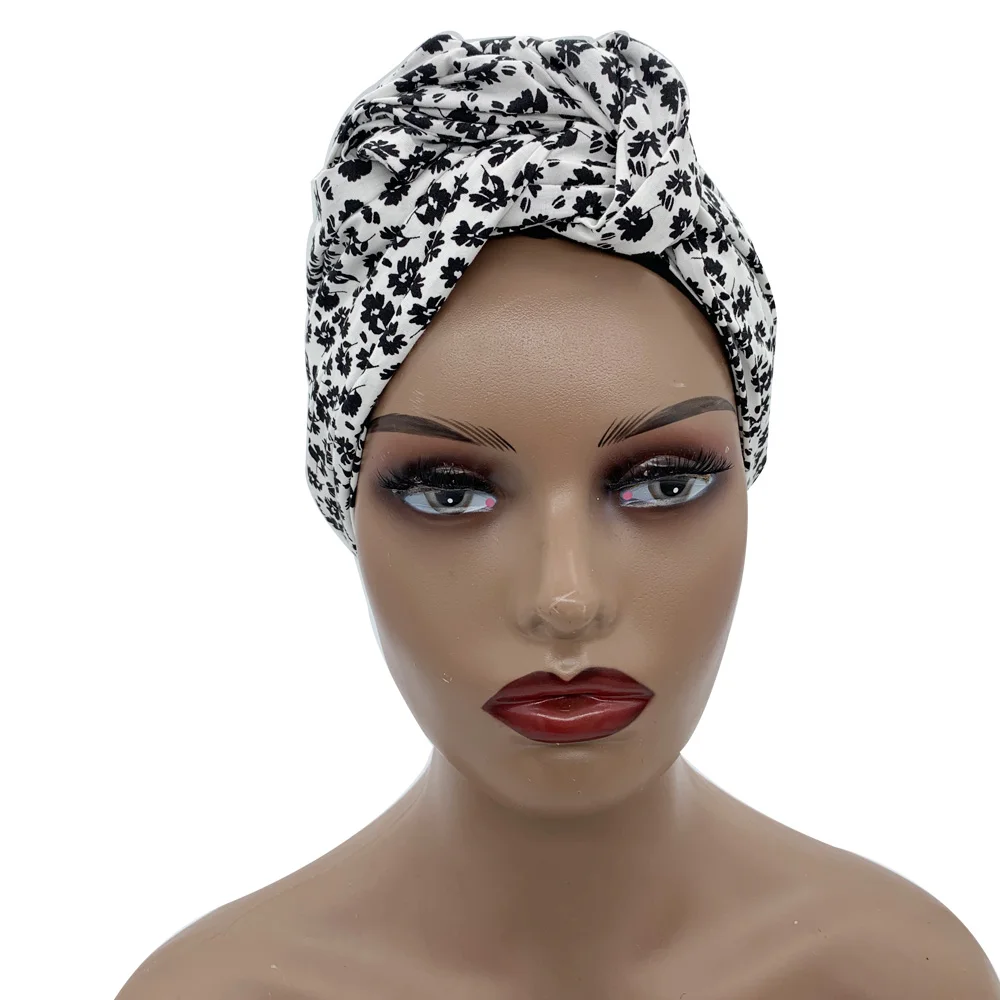 2023 Leopard Printed Women's Turban Cap Cotton Lady Twisted Head Wraps French Retro Female Bonnet Hat Female Hair Cover Beanies