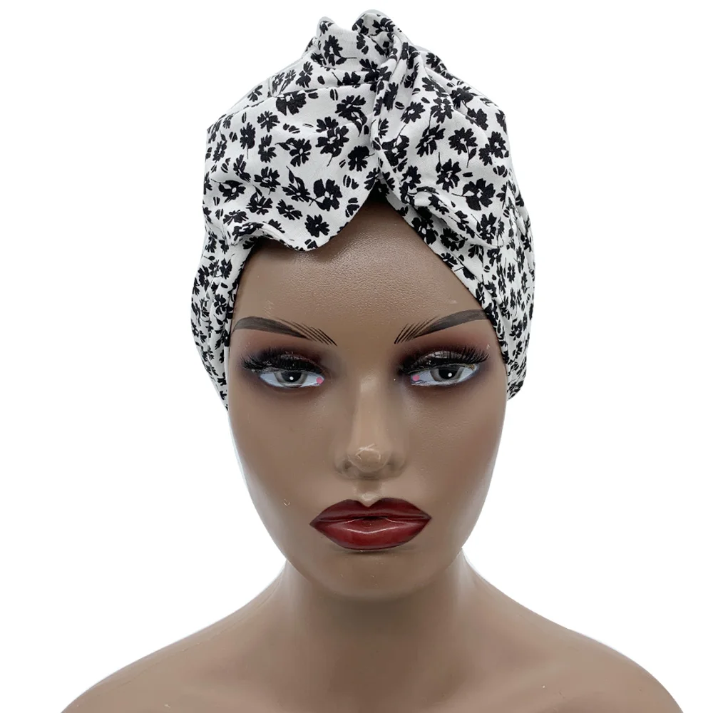 2023 Leopard Printed Women's Turban Cap Cotton Lady Twisted Head Wraps French Retro Female Bonnet Hat Female Hair Cover Beanies