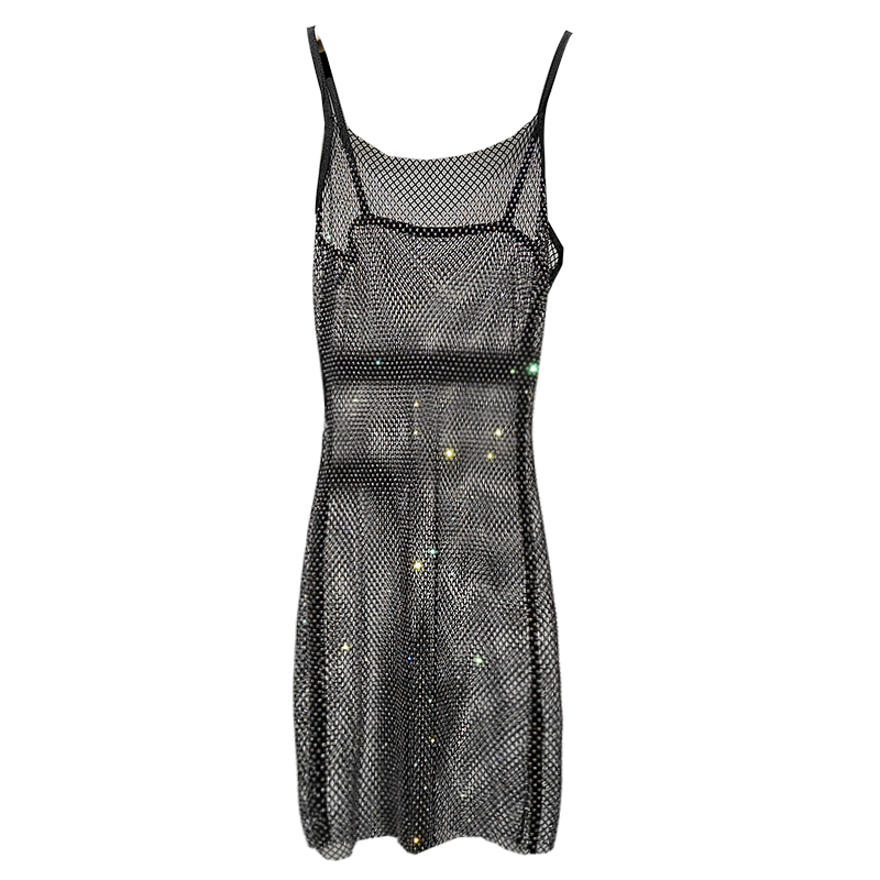 Bungee Sexy Slim Slim Women's 2024 Summer New Bright Diamond Crystal Temperament Bag Hip Sling Mid-length Dress Fashion Trend