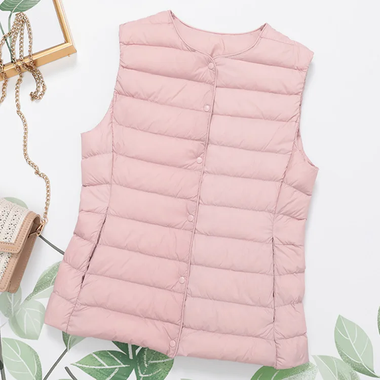 2026 New Arrivals Autumn Winter Warm Women Sleeveless Down Liner Waist Coat Female Ultra Light White Duck Down Vest Jackets