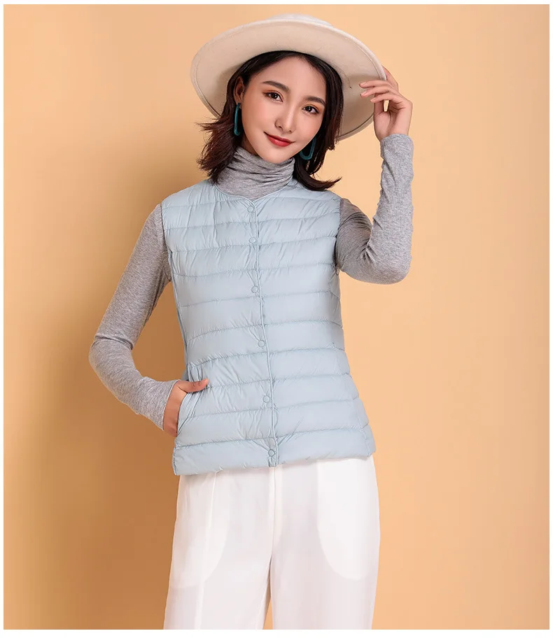 2026 New Arrivals Autumn Winter Warm Women Sleeveless Down Liner Waist Coat Female Ultra Light White Duck Down Vest Jackets