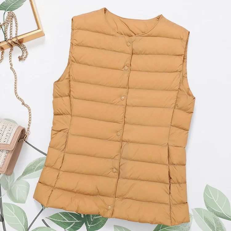 2026 New Arrivals Autumn Winter Warm Women Sleeveless Down Liner Waist Coat Female Ultra Light White Duck Down Vest Jackets