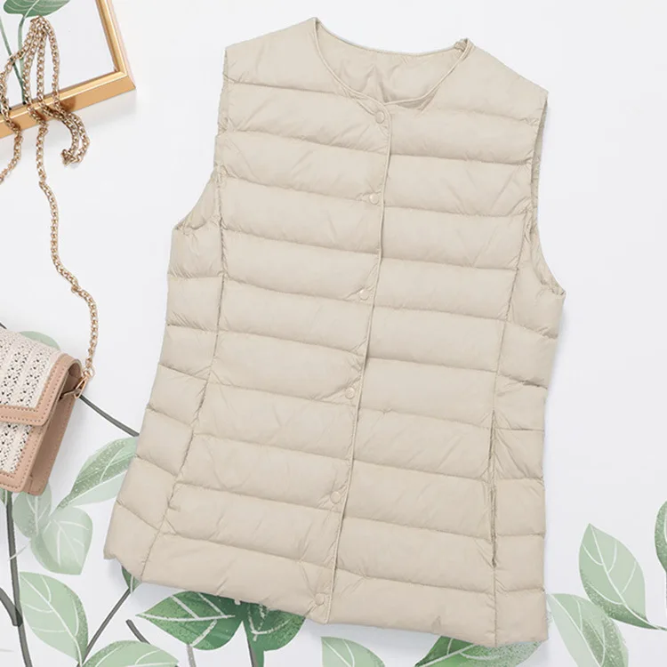 2026 New Arrivals Autumn Winter Warm Women Sleeveless Down Liner Waist Coat Female Ultra Light White Duck Down Vest Jackets