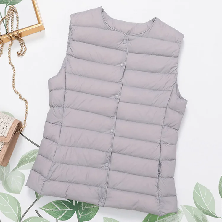 2026 New Arrivals Autumn Winter Warm Women Sleeveless Down Liner Waist Coat Female Ultra Light White Duck Down Vest Jackets