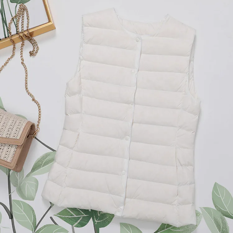 2026 New Arrivals Autumn Winter Warm Women Sleeveless Down Liner Waist Coat Female Ultra Light White Duck Down Vest Jackets