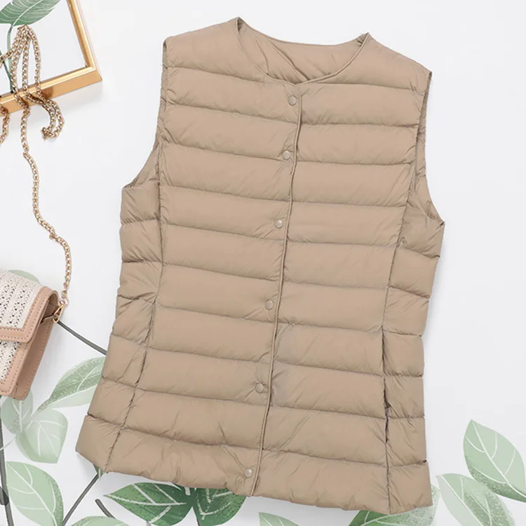 2026 New Arrivals Autumn Winter Warm Women Sleeveless Down Liner Waist Coat Female Ultra Light White Duck Down Vest Jackets
