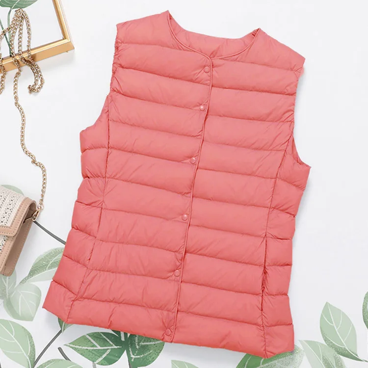 2026 New Arrivals Autumn Winter Warm Women Sleeveless Down Liner Waist Coat Female Ultra Light White Duck Down Vest Jackets