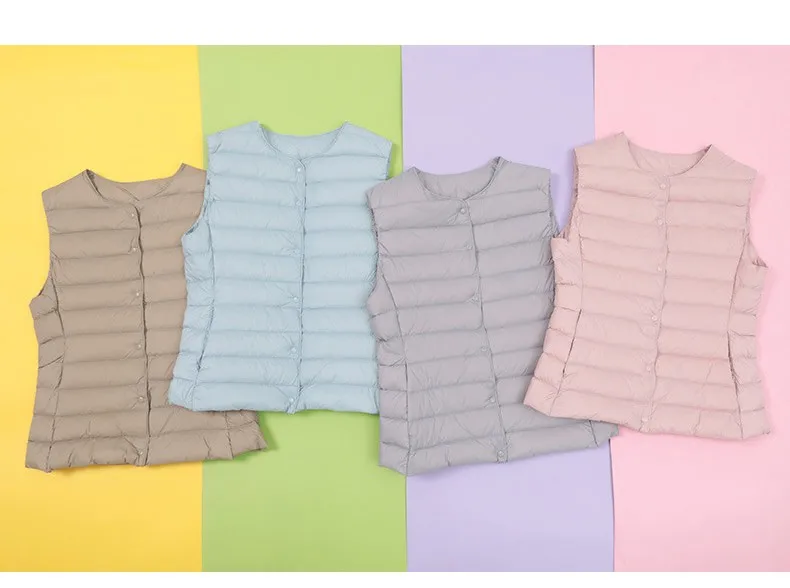 2026 New Arrivals Autumn Winter Warm Women Sleeveless Down Liner Waist Coat Female Ultra Light White Duck Down Vest Jackets