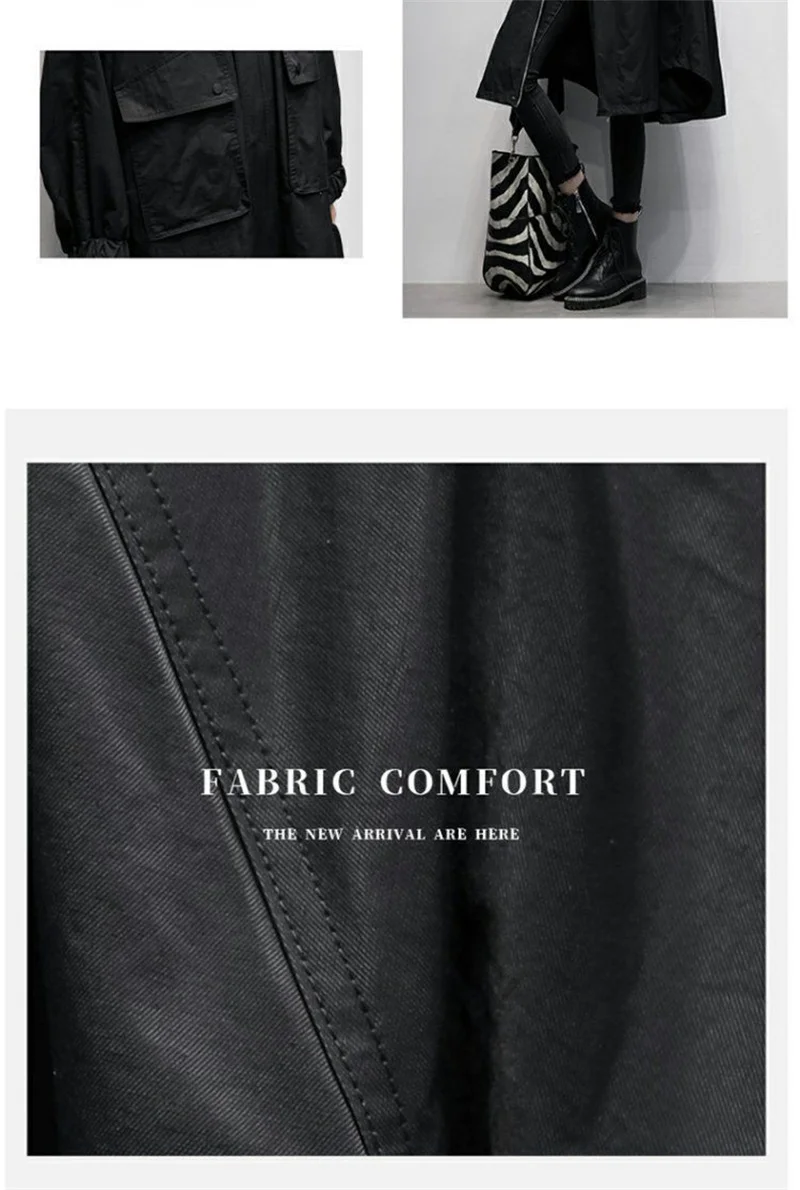 Autumn 2026 New Korean Version of Black Hooded Long Sleeve Leisure With Loose and Slimming Long Trench Coat For Women to Commute