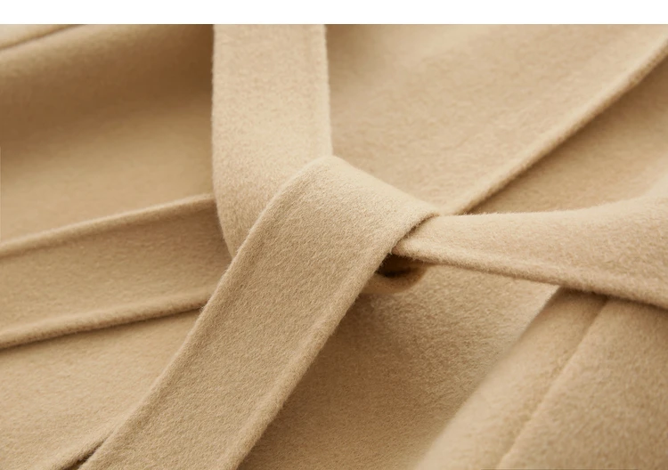 AMII Minimalist Wool Coat For Women 2024 Winter Blazer Collar With Belt Vintage Korean Fashion Long Blends Jacket 12424102