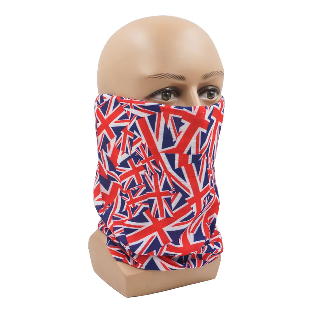 UK Union Flag Neck Tube Bandana Great Britain Headwear Seamless Neck Gaiter Headwrap Face Mask England Flag Print Cycling Scarf