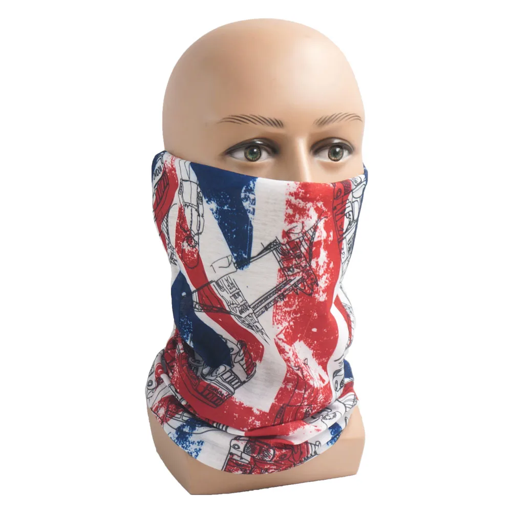 UK Union Flag Neck Tube Bandana Great Britain Headwear Seamless Neck Gaiter Headwrap Face Mask England Flag Print Cycling Scarf