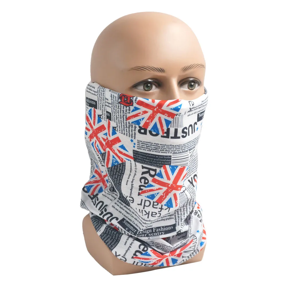 UK Union Flag Neck Tube Bandana Great Britain Headwear Seamless Neck Gaiter Headwrap Face Mask England Flag Print Cycling Scarf