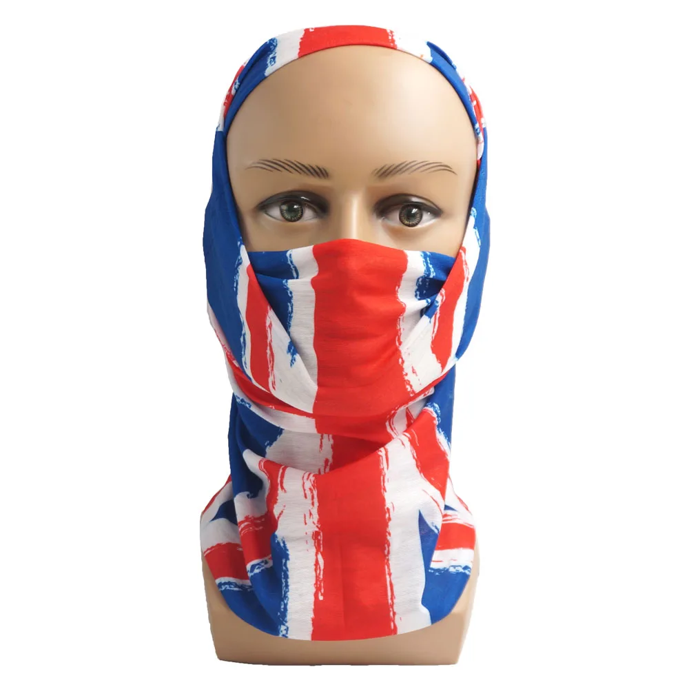 UK Union Flag Neck Tube Bandana Great Britain Headwear Seamless Neck Gaiter Headwrap Face Mask England Flag Print Cycling Scarf