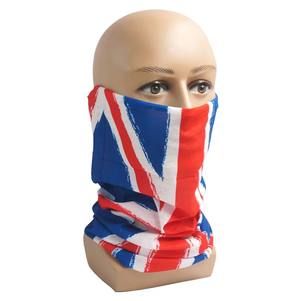 UK Union Flag Neck Tube Bandana Great Britain Headwear Seamless Neck Gaiter Headwrap Face Mask England Flag Print Cycling Scarf