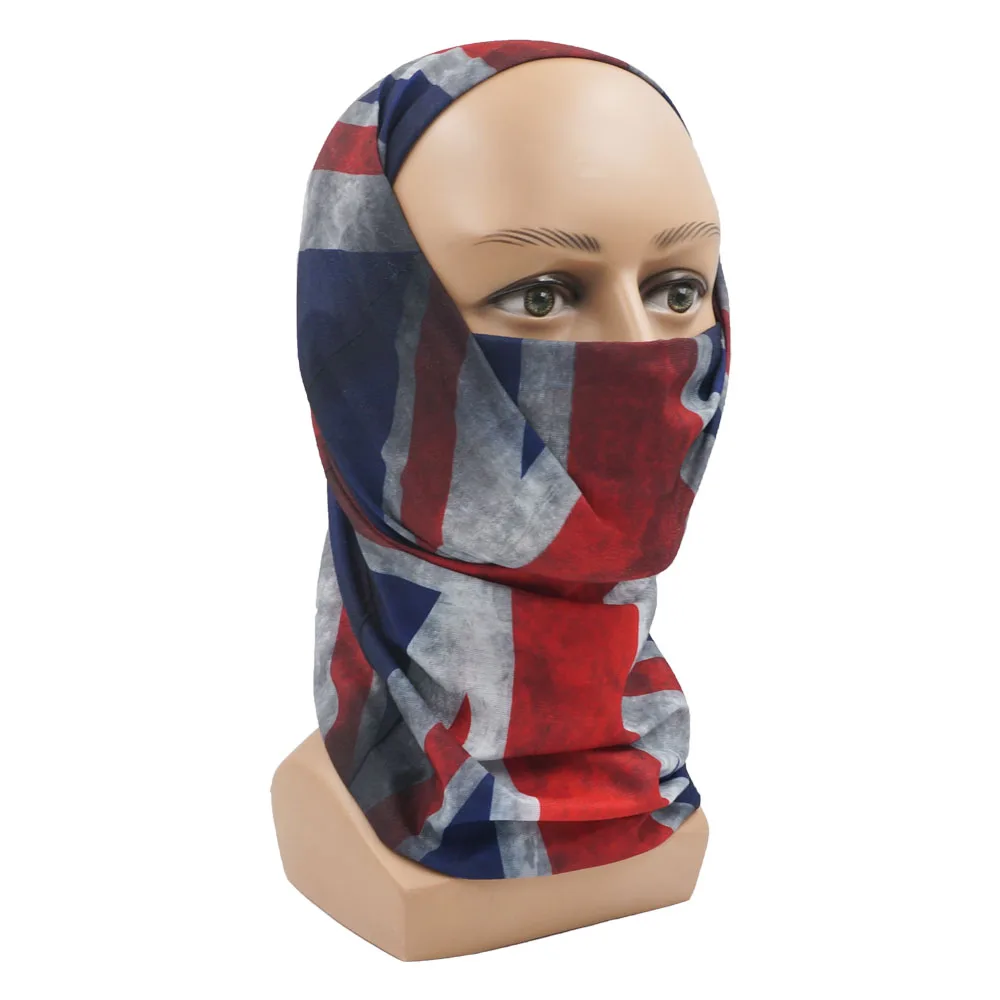 UK Union Flag Neck Tube Bandana Great Britain Headwear Seamless Neck Gaiter Headwrap Face Mask England Flag Print Cycling Scarf