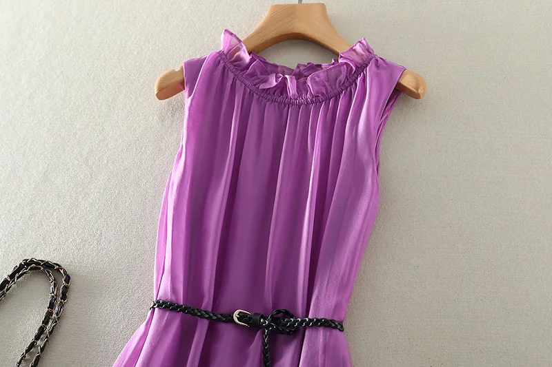 Tcyeek100%mulberry Silk Dress Women Korean Summer Dresses Sleeveless Beach Dress Womans Clothing Ladies Dresses Vestido Feminino
