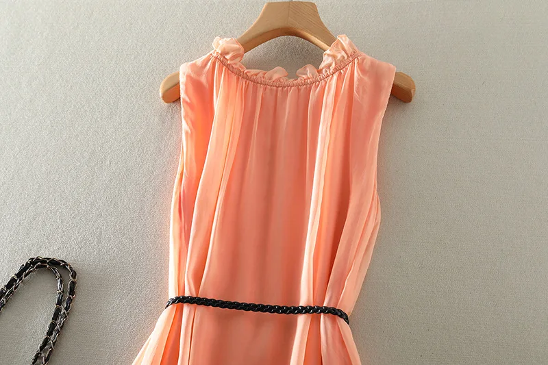 Tcyeek100%mulberry Silk Dress Women Korean Summer Dresses Sleeveless Beach Dress Womans Clothing Ladies Dresses Vestido Feminino