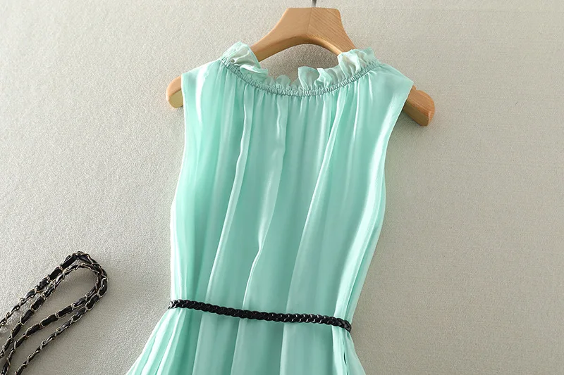 Tcyeek100%mulberry Silk Dress Women Korean Summer Dresses Sleeveless Beach Dress Womans Clothing Ladies Dresses Vestido Feminino