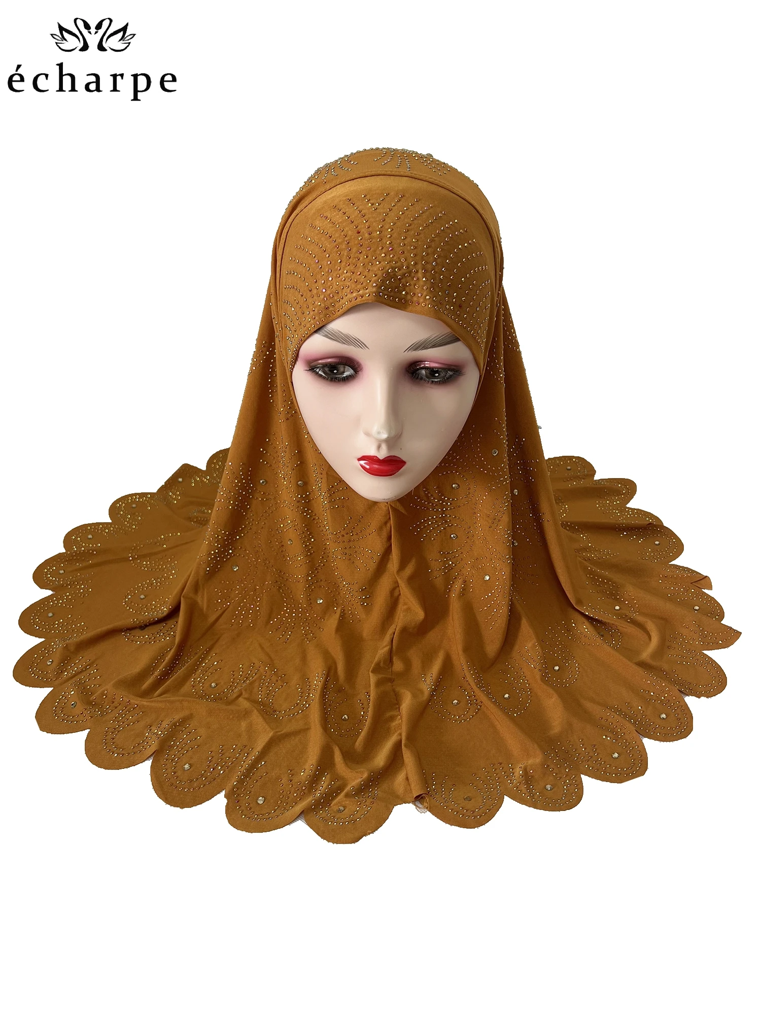 12PCS/ DOZEN Muslim Kids Girls Solid Hijab Hats Stones Children Islamic Headscarf Inner Caps Islamic Turban Full Cover Banadanas