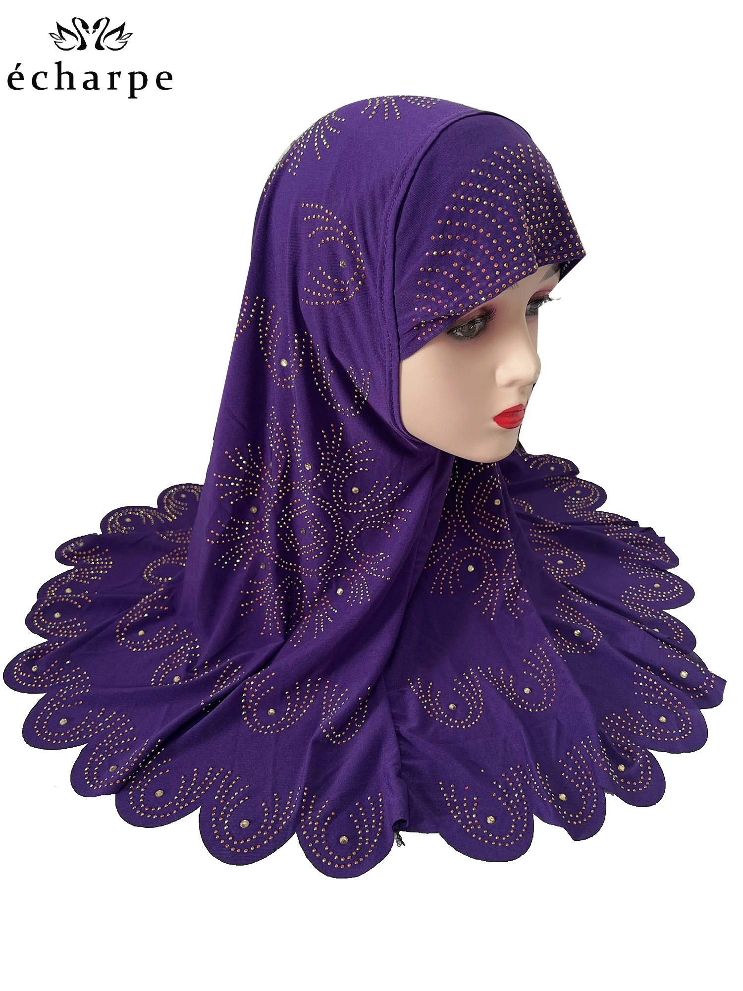 12PCS/ DOZEN Muslim Kids Girls Solid Hijab Hats Stones Children Islamic Headscarf Inner Caps Islamic Turban Full Cover Banadanas