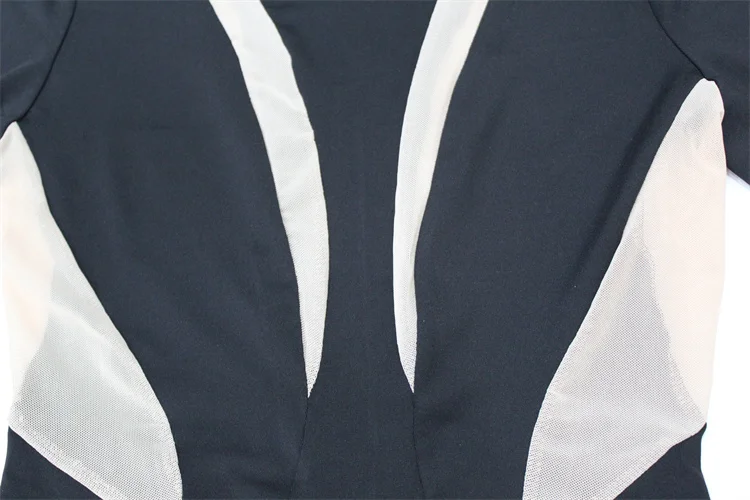 Fashion High Street Mesh Patchwork Jumpsuits Woman Rompers Casual Sexy O-Neck Long Sleeve Skinny Tops Jumpsuit Women Overalls