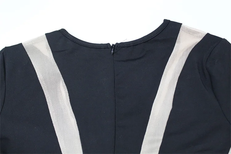 Fashion High Street Mesh Patchwork Jumpsuits Woman Rompers Casual Sexy O-Neck Long Sleeve Skinny Tops Jumpsuit Women Overalls