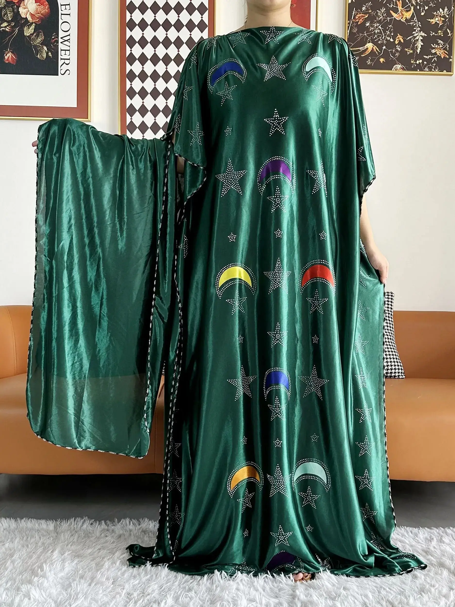 2026 African Summer Kaftan Muslim Women Dress India Caftan Traditional Wear Printed Fabric Africa Femme Maxi Casual Outfit