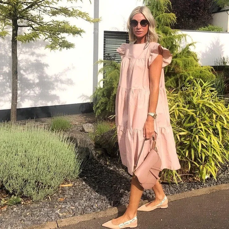 Women Loose Vintage Ruffles Befree Dress Sexy Summer Vest Tank Strap Boho Casual Holiday Party Elegant Midi Dresses