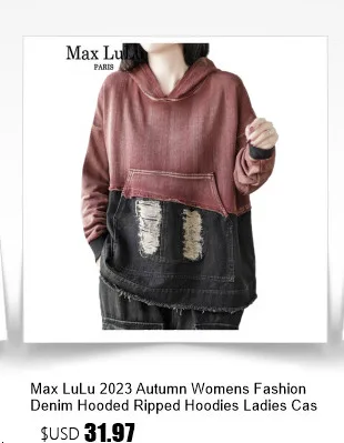 Amax luluE Spring Fashion Denim Hoodies Womens Vintage Hooded Classic Loose Sweatshirts Ladies Harajuku Leisure Korean Clothes