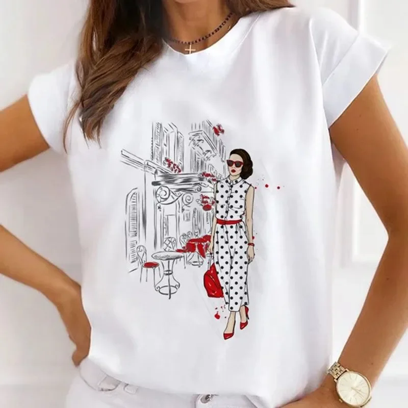 African Women's New Fashion City Girl Half Sleeve Basic Cute Clothes T-shirt Graphic T Shirts Y2k Tops Harajuku Vintage Tee
