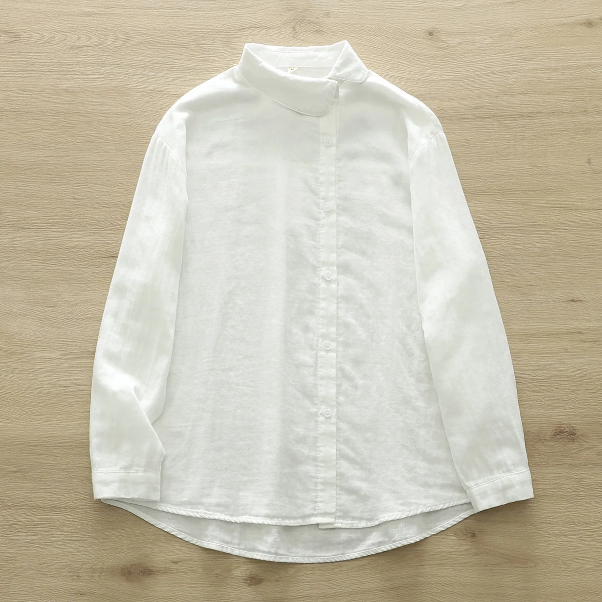 New Fall Cotton White Shirt Women's Long Sleeves Skew Collar Tops Office Lady Comfortable Casual Blouses 2024 Spring T41450QM