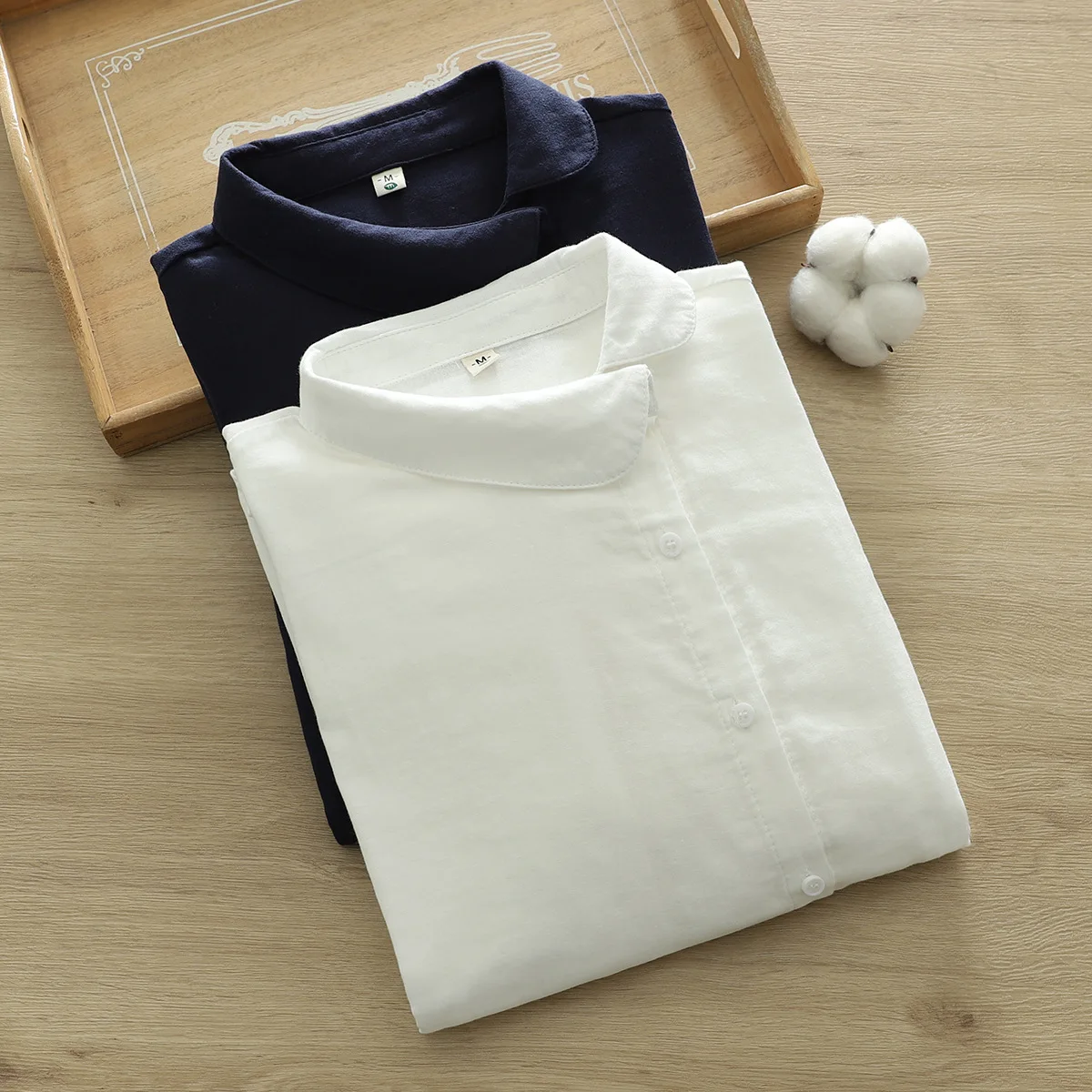 New Fall Cotton White Shirt Women's Long Sleeves Skew Collar Tops Office Lady Comfortable Casual Blouses 2024 Spring T41450QM