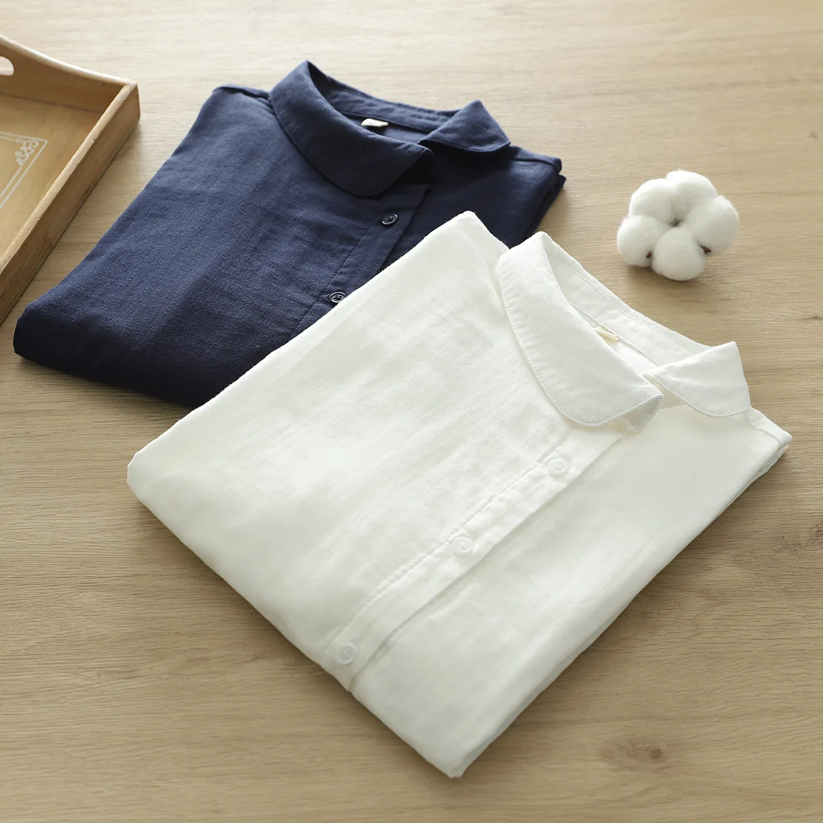 New Fall Cotton White Shirt Women's Long Sleeves Skew Collar Tops Office Lady Comfortable Casual Blouses 2024 Spring T41450QM