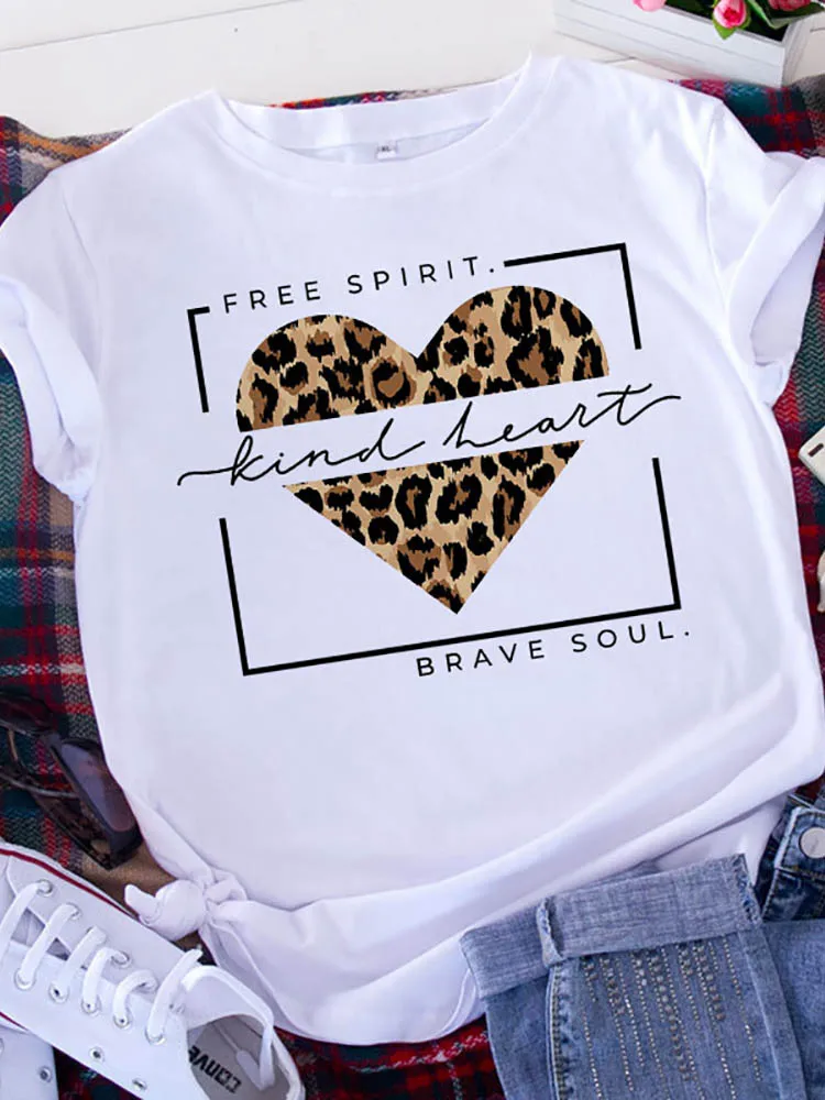 Brave Soul L American Retro Letters Love White T-shirt Women Short Sleeve Round Neck Loose Large Size Casual Top Oversized