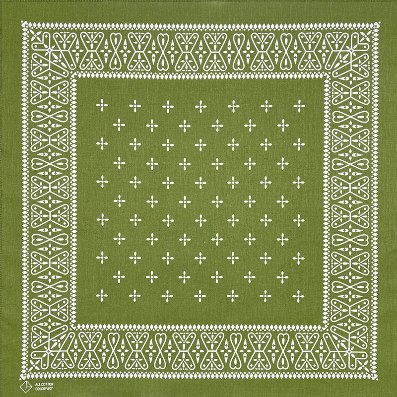 High Quality New Design Hip Hop Olive Green Cotton Square Scarf Sailor Bandana Scarf Anchor Print Headband Paisley Gifts Unisex