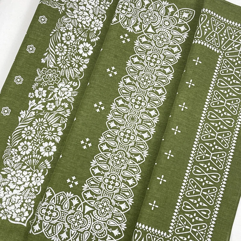 High Quality New Design Hip Hop Olive Green Cotton Square Scarf Sailor Bandana Scarf Anchor Print Headband Paisley Gifts Unisex