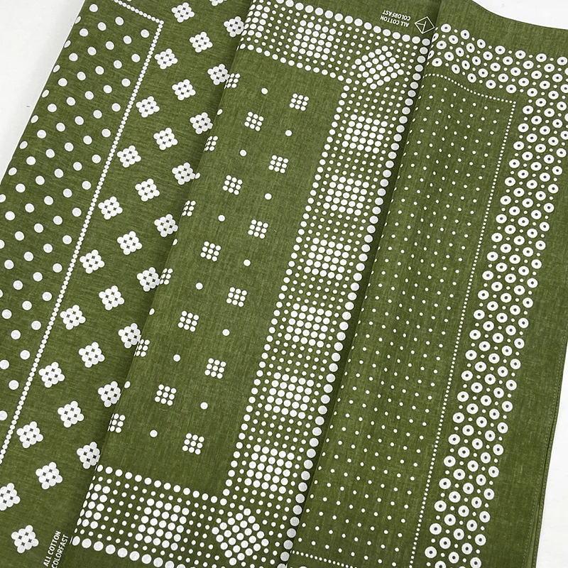 High Quality New Design Hip Hop Olive Green Cotton Square Scarf Sailor Bandana Scarf Anchor Print Headband Paisley Gifts Unisex
