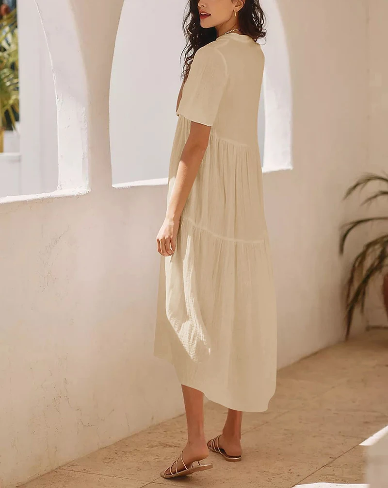 Original Muslin 100% Cotton Gauze Elegant Pretty Women Dresses Sexy V-Neck Long Party Dress Ladies Dresses Sale Summer Sundress