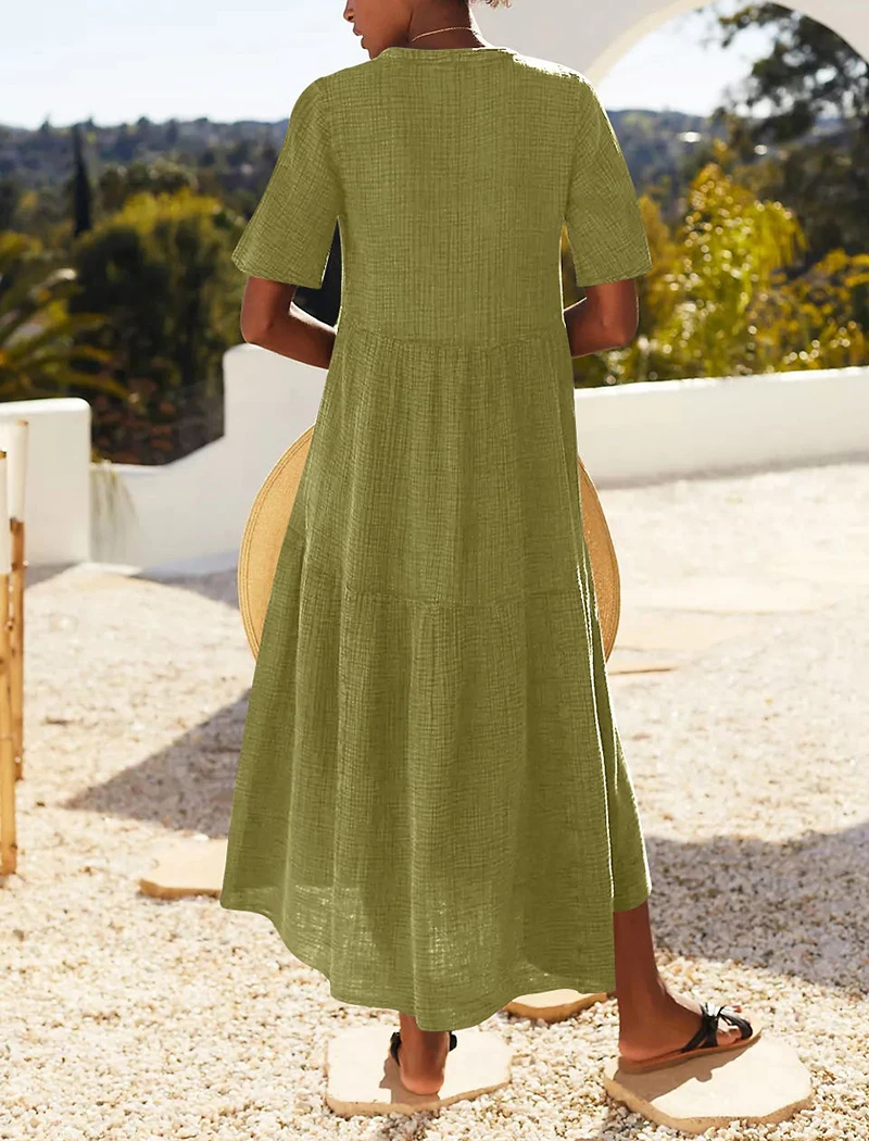 Original Muslin 100% Cotton Gauze Elegant Pretty Women Dresses Sexy V-Neck Long Party Dress Ladies Dresses Sale Summer Sundress