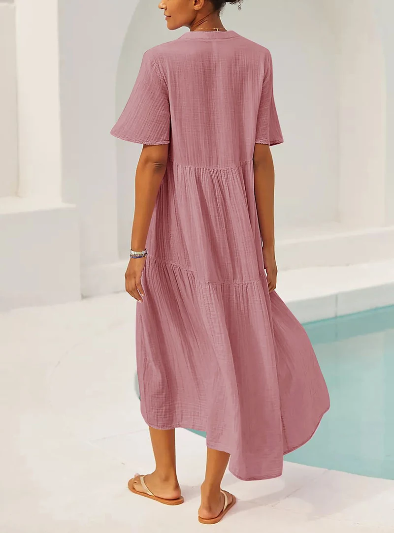 Original Muslin 100% Cotton Gauze Elegant Pretty Women Dresses Sexy V-Neck Long Party Dress Ladies Dresses Sale Summer Sundress