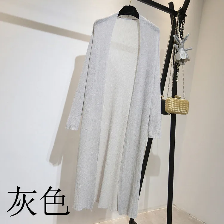 2021 New Summer Women Long Cardigan Jacket Casual Loose Thin Silk Knitted Cardigans Ladies Sun Protection Clothing Plus Size 2XL