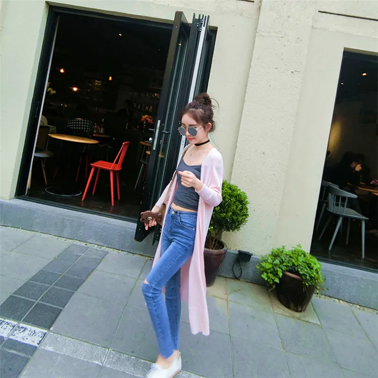 2021 New Summer Women Long Cardigan Jacket Casual Loose Thin Silk Knitted Cardigans Ladies Sun Protection Clothing Plus Size 2XL
