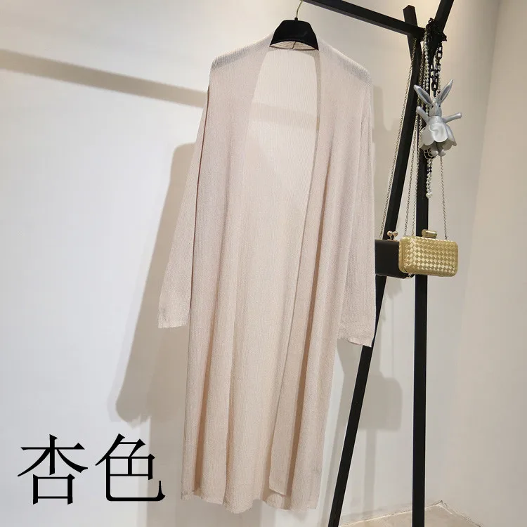2021 New Summer Women Long Cardigan Jacket Casual Loose Thin Silk Knitted Cardigans Ladies Sun Protection Clothing Plus Size 2XL