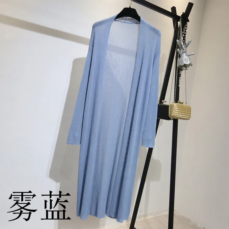 2021 New Summer Women Long Cardigan Jacket Casual Loose Thin Silk Knitted Cardigans Ladies Sun Protection Clothing Plus Size 2XL