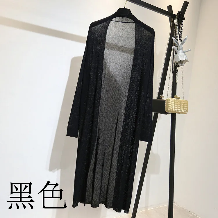 2021 New Summer Women Long Cardigan Jacket Casual Loose Thin Silk Knitted Cardigans Ladies Sun Protection Clothing Plus Size 2XL