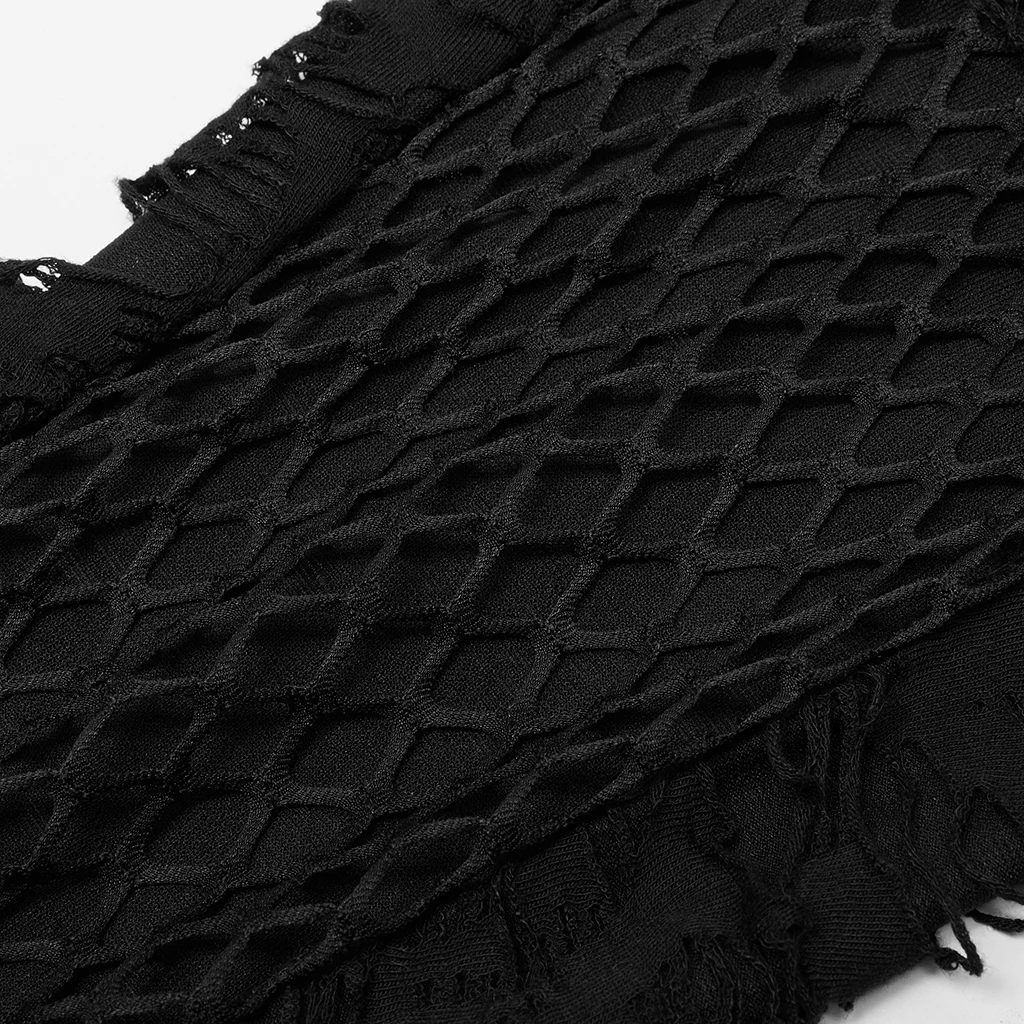 PUNK RAVE Women's Gothic Skirt-like Cutting and Mesh Together Flare Pants Punk Sexy Transparent Black Trousers Spring/Autumn